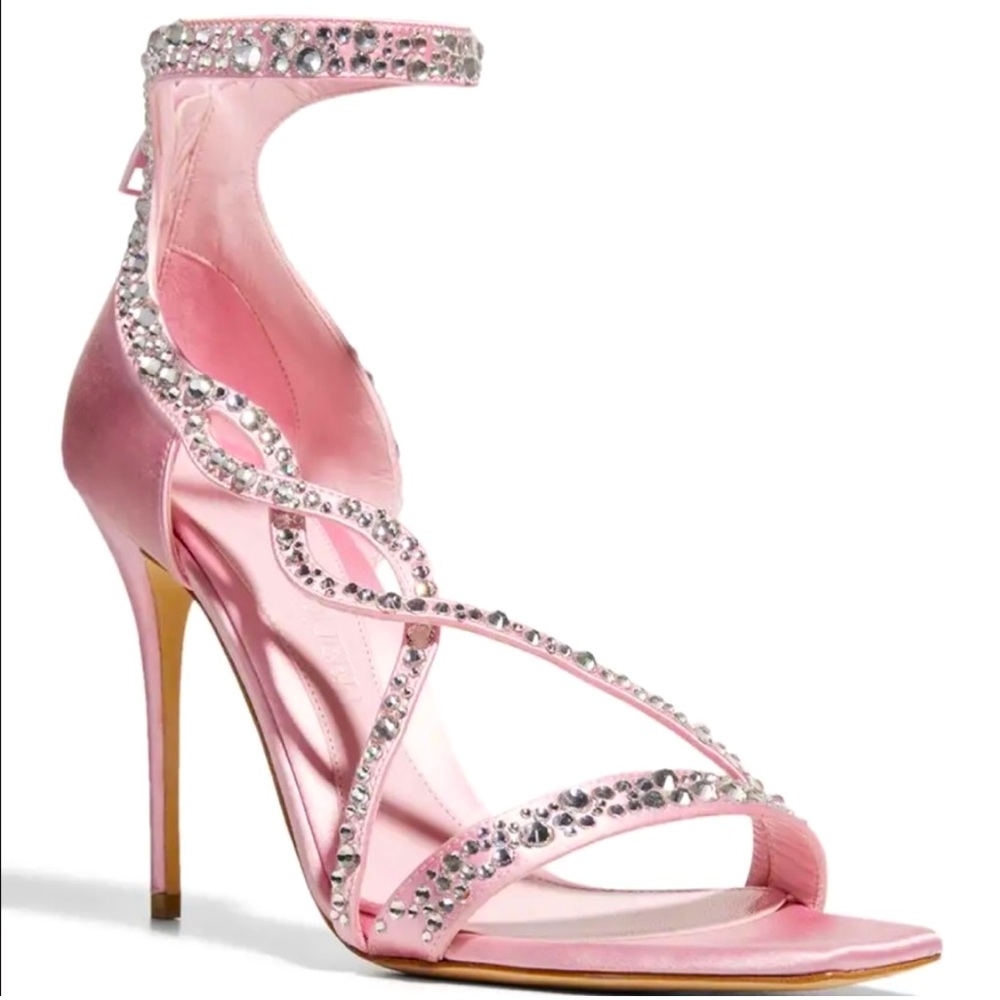 Alexander McQueen Crystal-Embellished Satin High-Heel Sandals